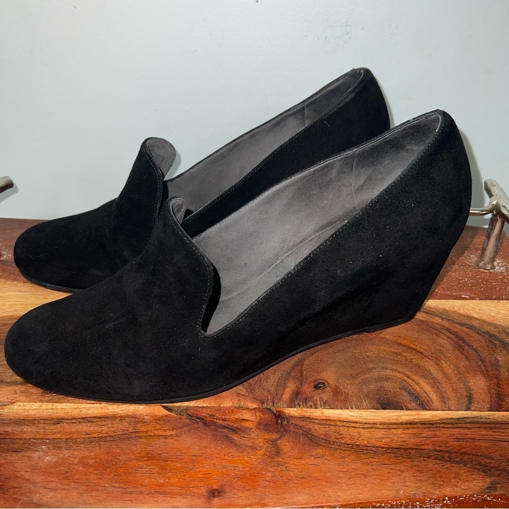 Stuart Weitzman Black Suede Wedges Women’s Size 10 Loafers Made in Spain - Picture 4 of 7